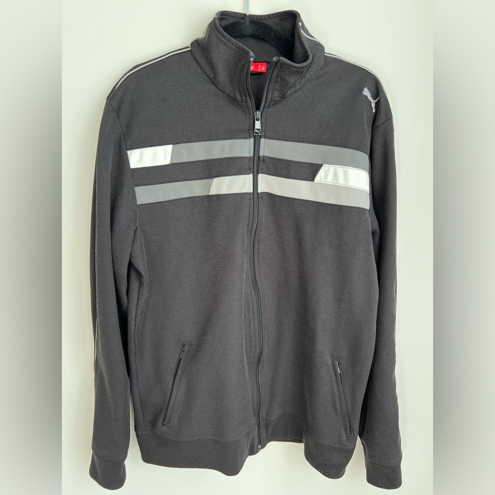 PUMA men's retro sports long sleeve size Large training track jacket sweater - Picture 2 of 8